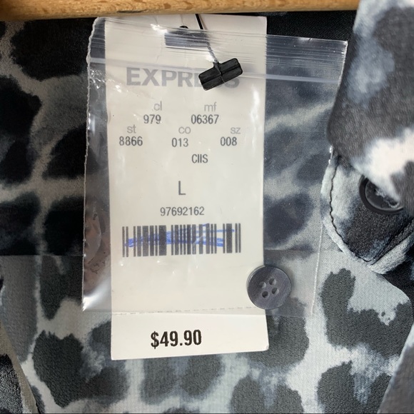 EXPRESS LONG SLEEVE COLD SHOULDER BLOUSE LEOPARD L - Picture 5 of 6